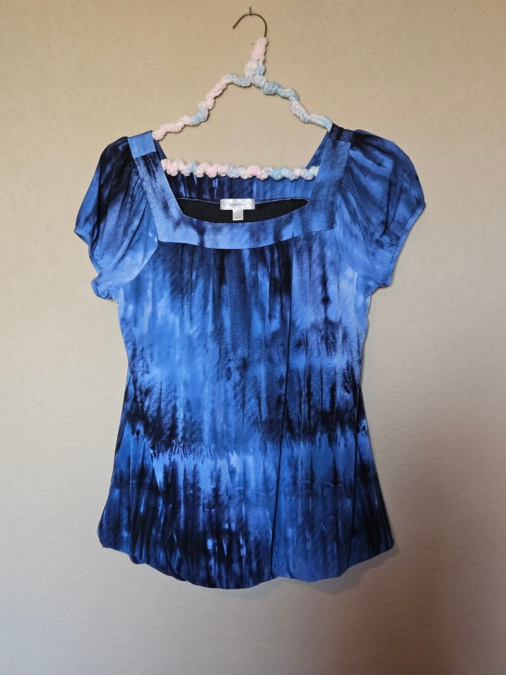 DressBarn women's  Blue tie-dye/acid wash style blouse